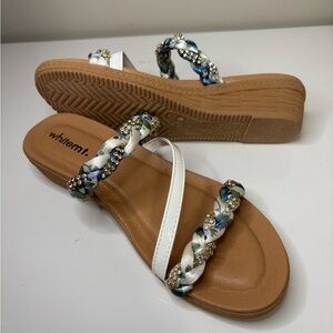 White Mountain Floral Twist Braided Sunny Salma Sandals